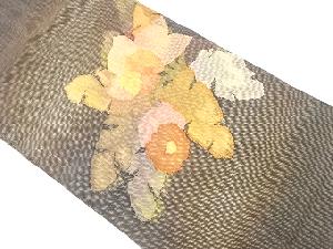 草花模様織り出し　名古屋帯